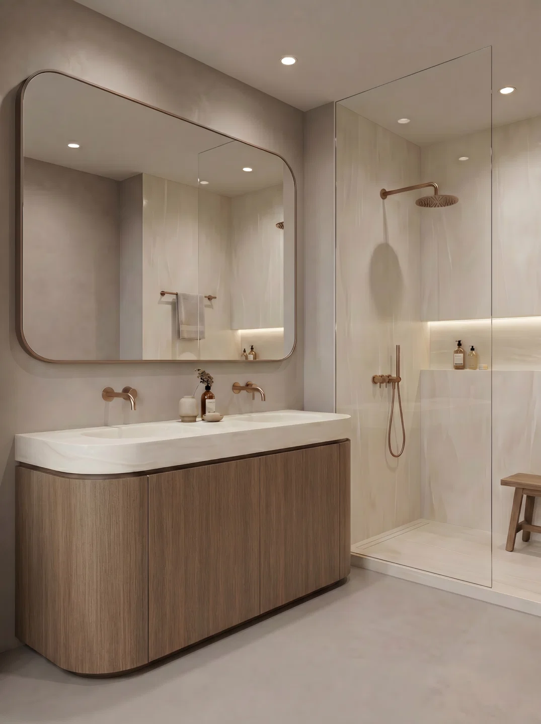 łazienka z wykorzystaniem umywalki solid surface Durasein